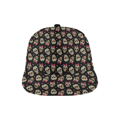 Sugar Skull Pink Bow Themed Print Snapback Cap