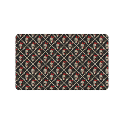Skull Roses Bone Design Themed Print Rubber Doormat