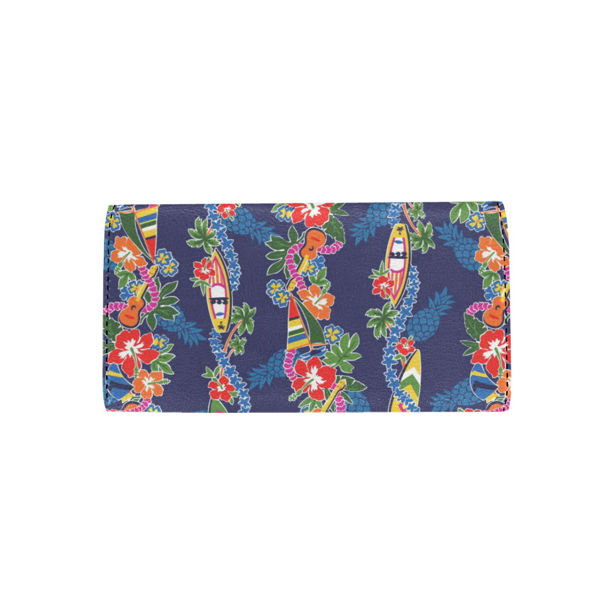 Hawaiian Themed Pattern Print Design H04 Women's Trifold Wallet