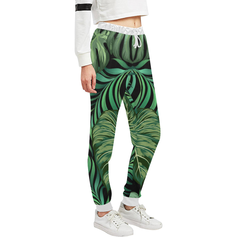 Green Fresh Tropical Palm Leaves Unisex Sweatpants