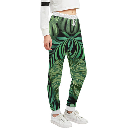 Green Fresh Tropical Palm Leaves Unisex Sweatpants