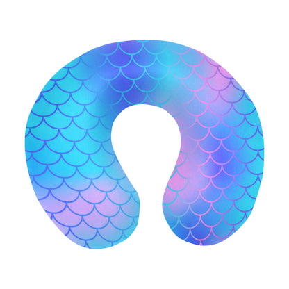 Mermaid Scales Pattern Print Design 04 U-Shaped Travel Neck Pillow