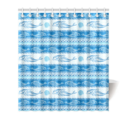 Dolphin Tribal Print Pattern Shower Curtain