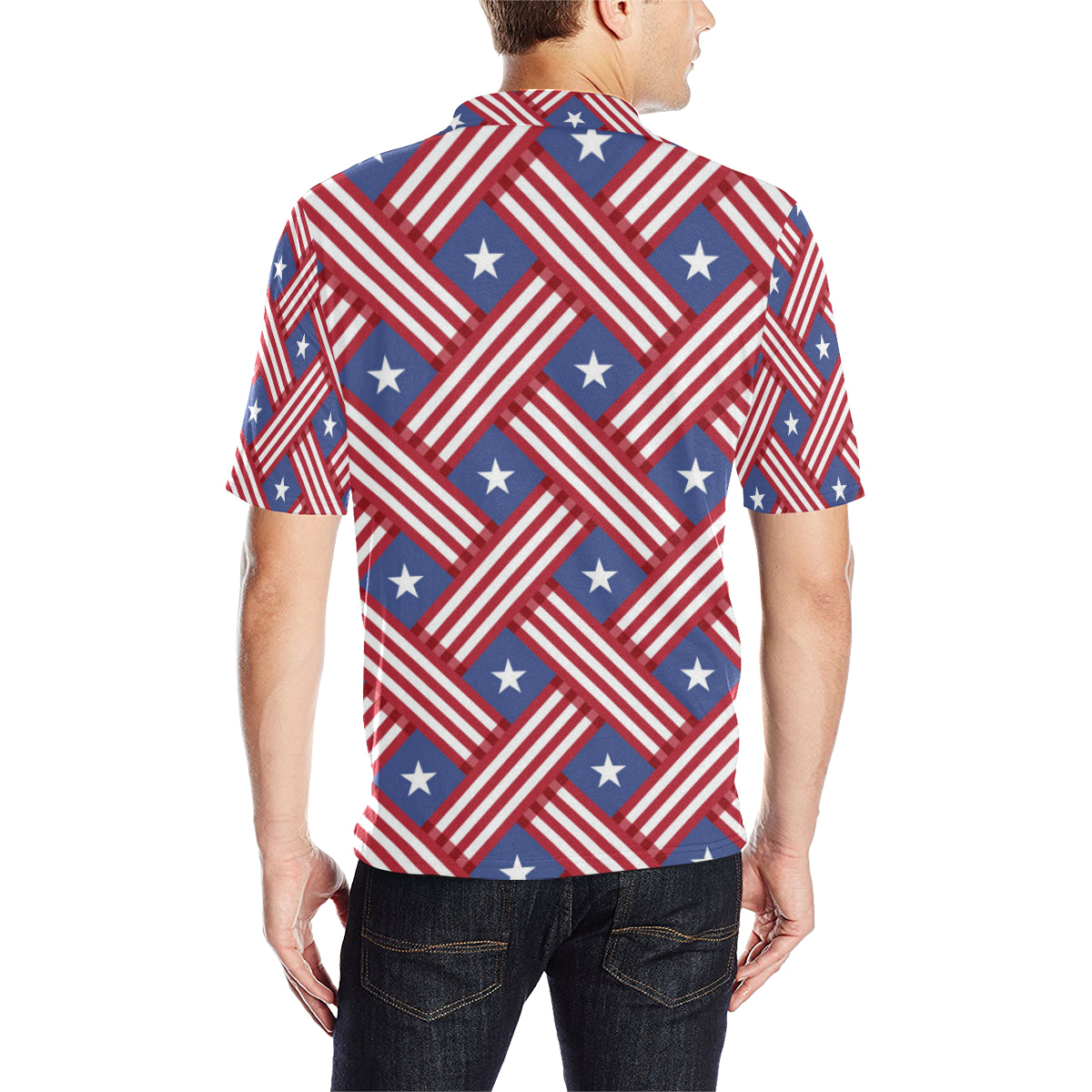 American flag Pattern Men Polo Shirt