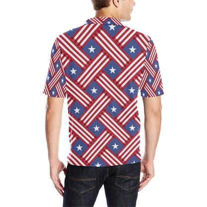 American flag Pattern Men Polo Shirt