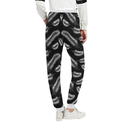 Feather Black White Design Print Unisex Sweatpants