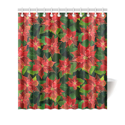 Poinsettia Pattern Print Design POT04 Shower Curtain
