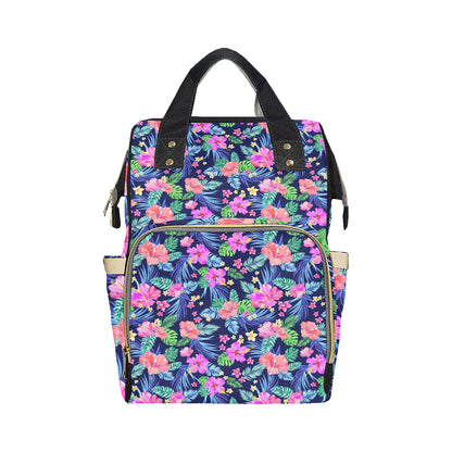 Neon Hibiscus Pattern Print Design HB016 Diaper Bag Backpack