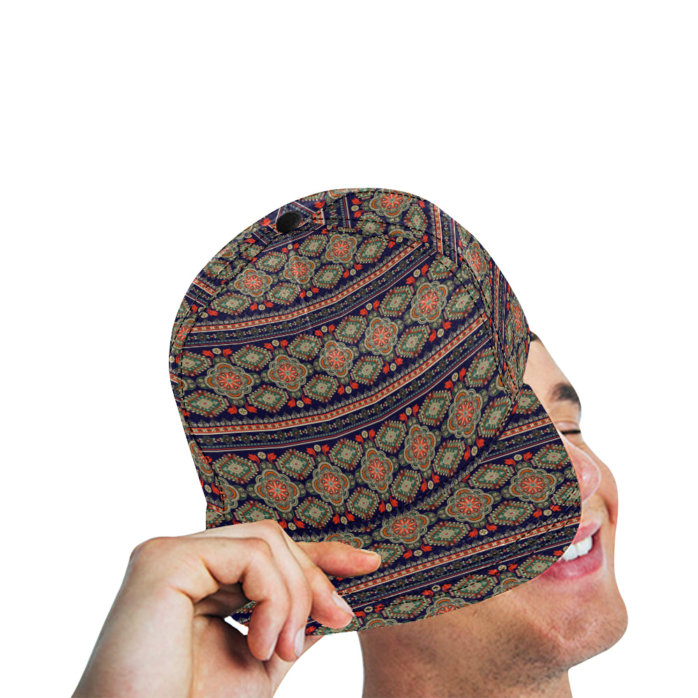 Ethnic Geometric Print Pattern Snapback Cap