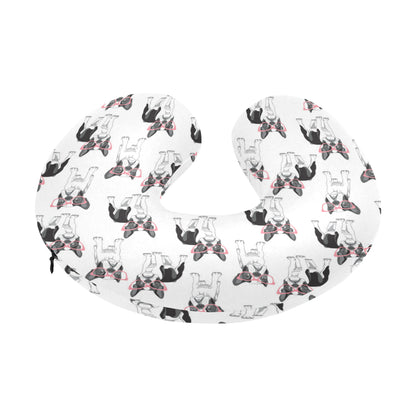 Boston Terrier Pattern Print Design 03 U-Shaped Travel Neck Pillow