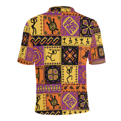 African Pattern Print Design 02 Men Polo Shirt