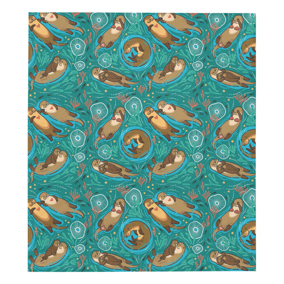 Sea Otter Pattern Print Design 01 Premium Quilt
