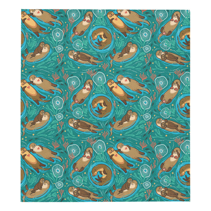 Sea Otter Pattern Print Design 01 Premium Quilt