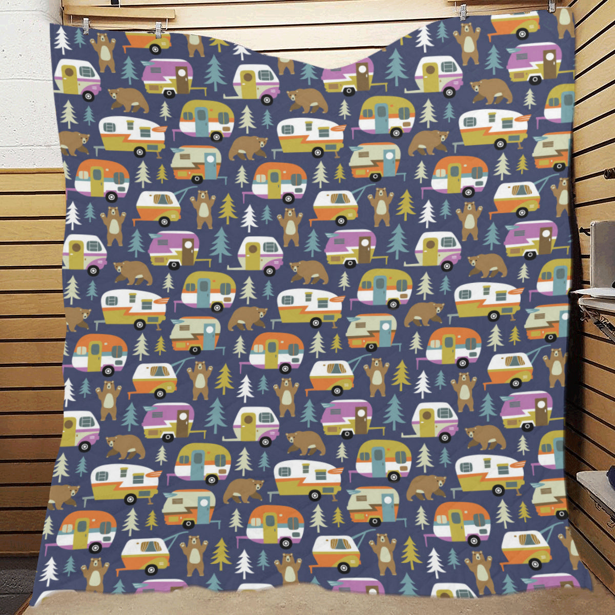 Camper Pattern Print Design 04 Premium Quilt