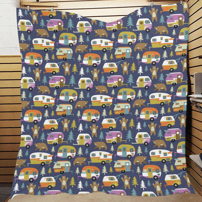 Camper Pattern Print Design 04 Premium Quilt