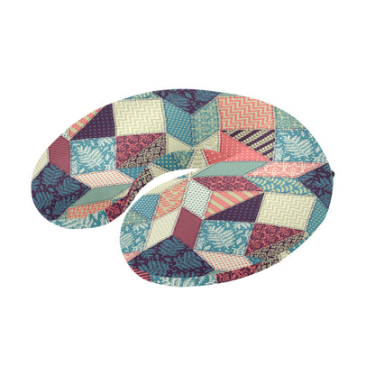 Patchwork Pattern Print Design 02 U-Shaped Travel Neck Pillow