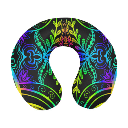 Neon Trible Rainbow Pattern Print Design A01 U-Shaped Travel Neck Pillow