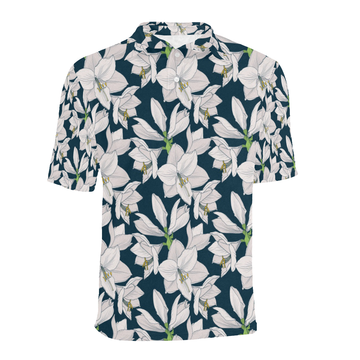 Amaryllis Pattern Print Design AL02 Men Polo Shirt