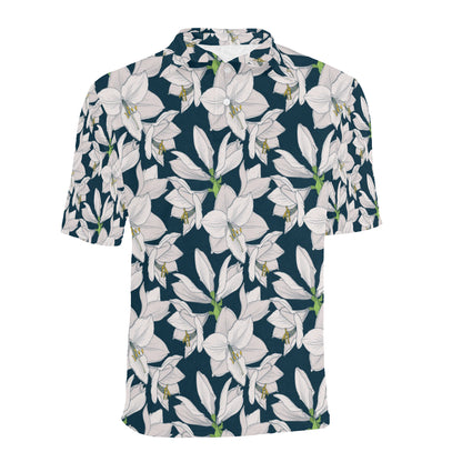 Amaryllis Pattern Print Design AL02 Men Polo Shirt