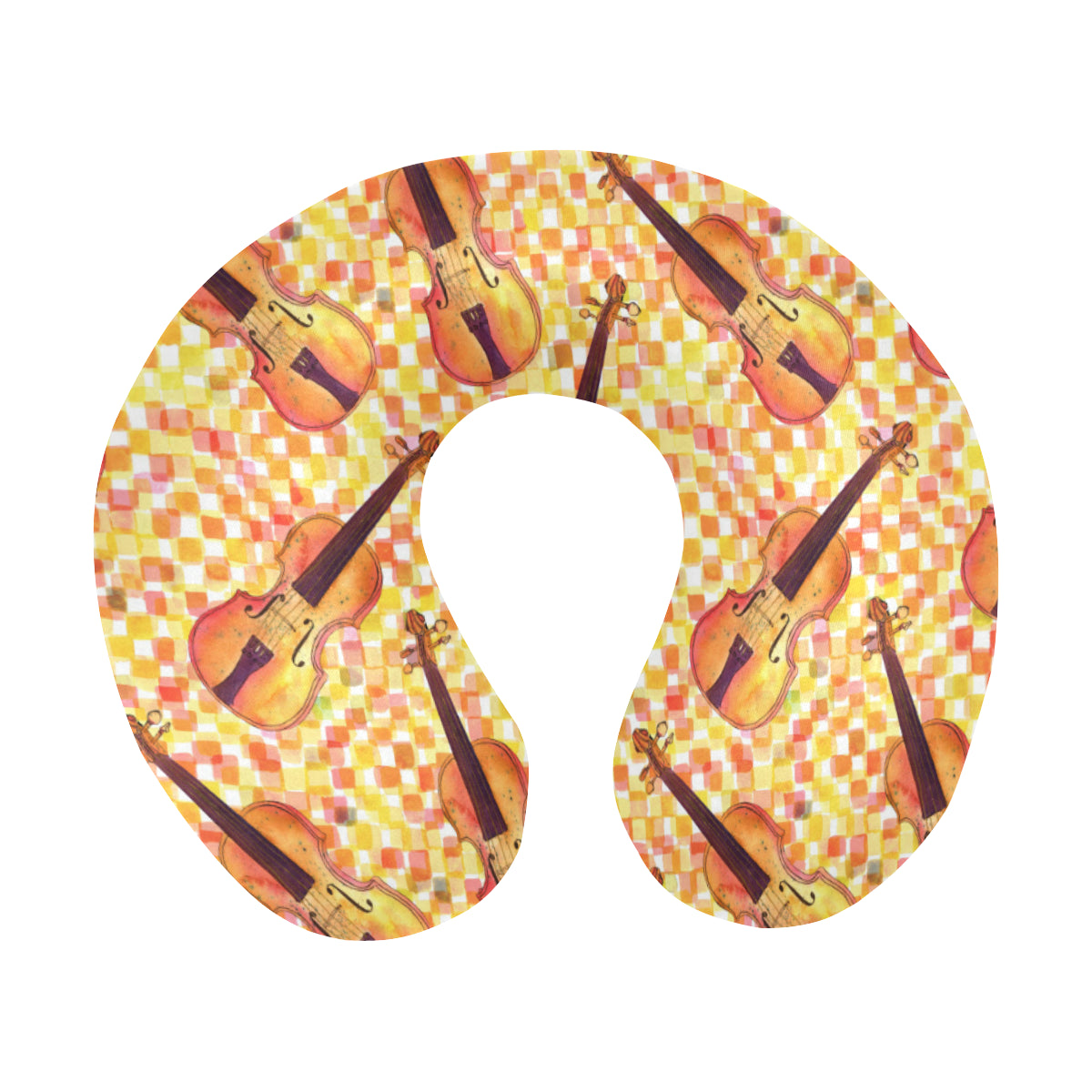 Violin Pattern Print Design 03 U-Shaped Travel Neck Pillow