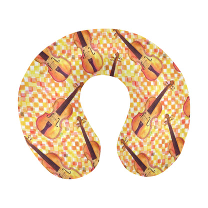 Violin Pattern Print Design 03 U-Shaped Travel Neck Pillow