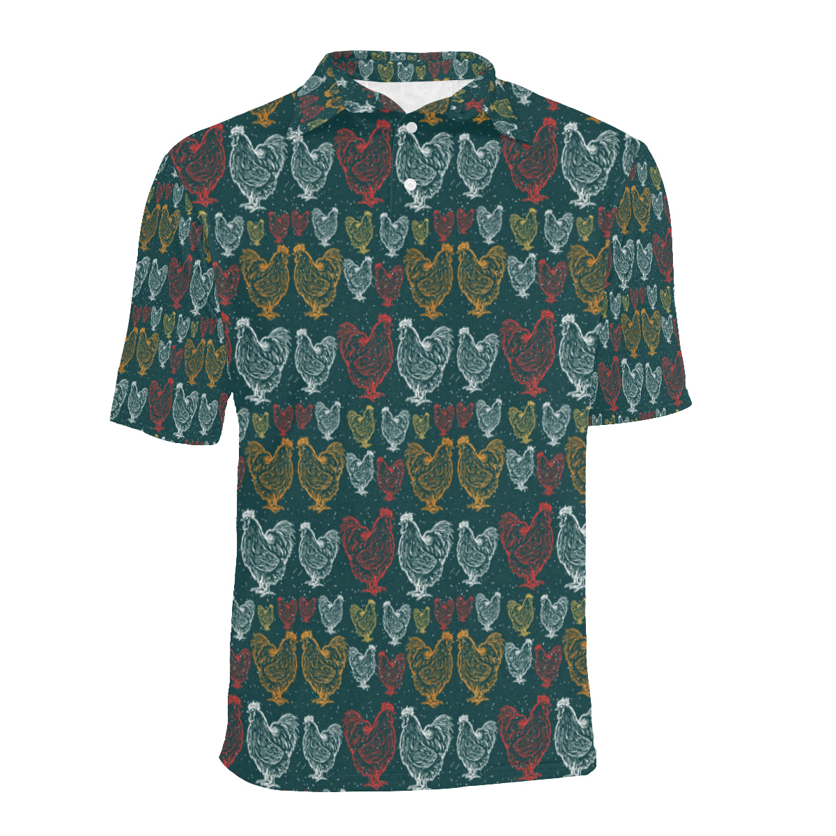 Rooster Hand Draw Design Men Polo Shirt