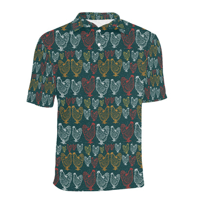 Rooster Hand Draw Design Men Polo Shirt