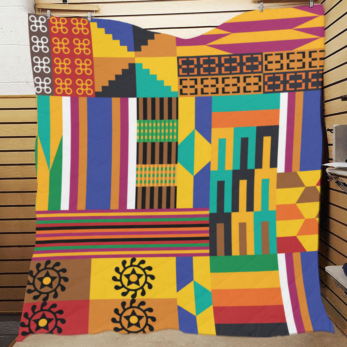 Kente Pattern Print Design 03 Premium Quilt