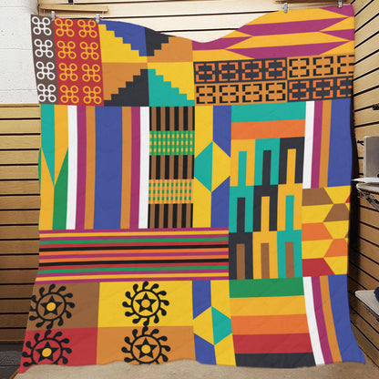 Kente Pattern Print Design 03 Premium Quilt