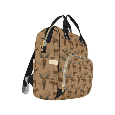 Moose Pattern Print Design 03 Diaper Bag Backpack