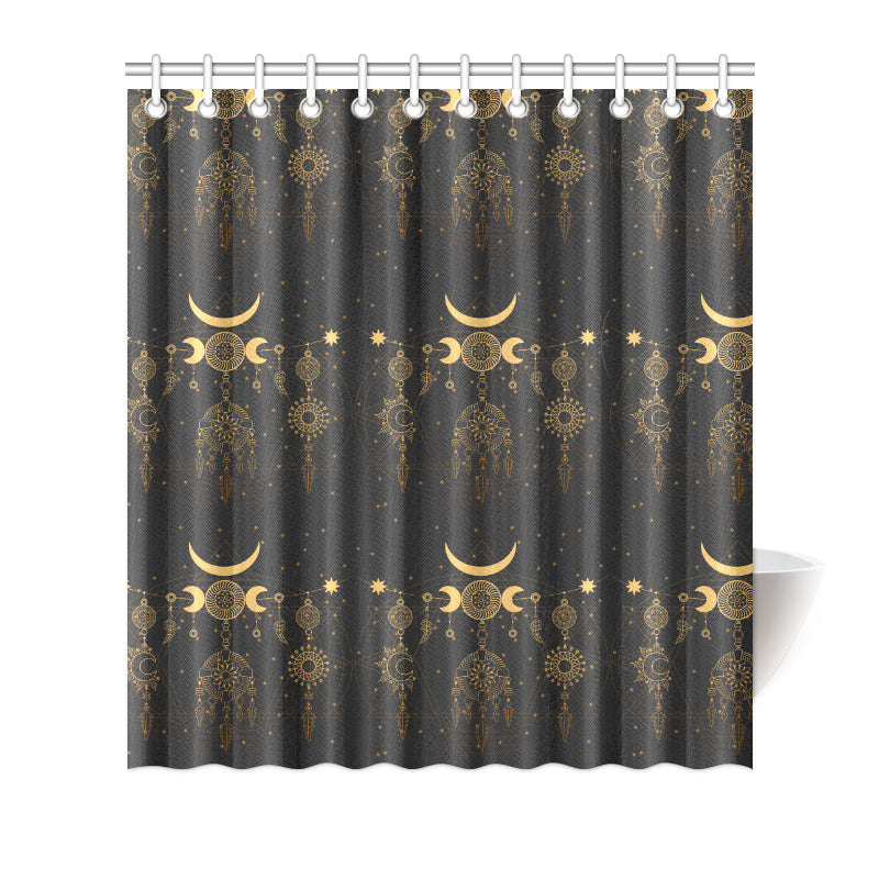Sun Moon Boho Style Shower Curtain
