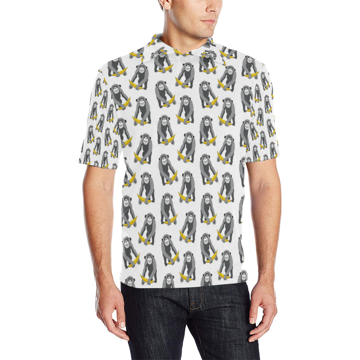 Chimpanzee Pattern Print Design 05 Men Polo Shirt