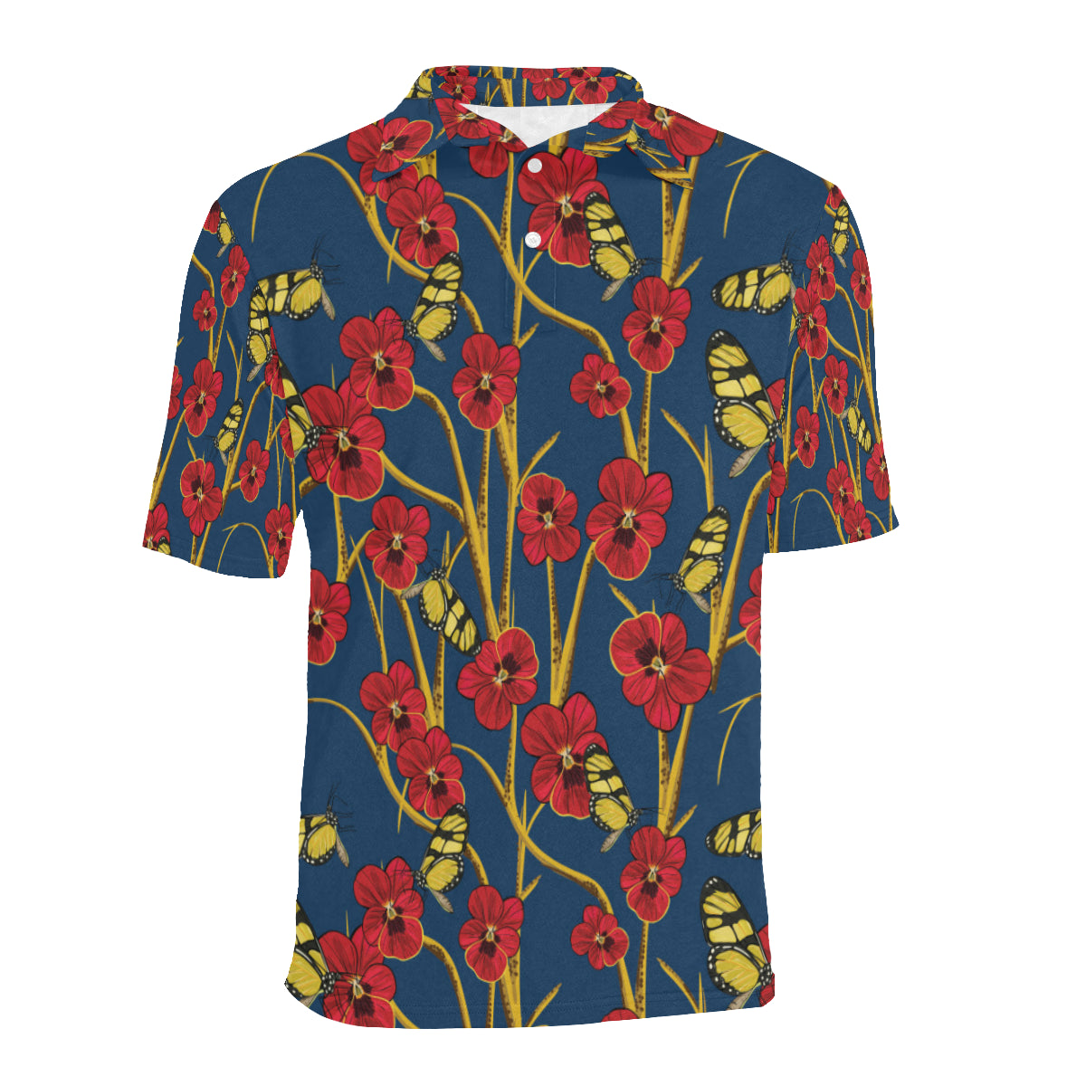 Pansy Pattern Print Design A01 Men Polo Shirt