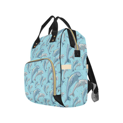 Dolphin Print Pattern Diaper Bag Backpack