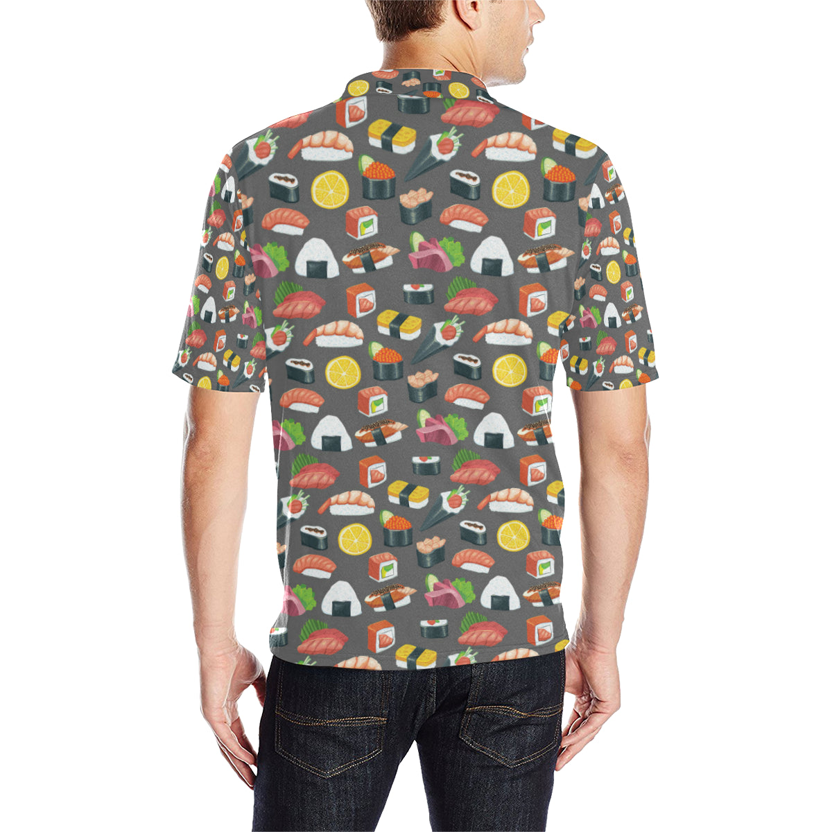 Sushi Pattern Print Men Polo Shirt