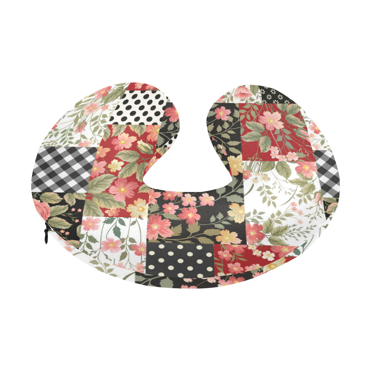 Patchwork Flower Pattern Print Design 03 U-Shaped Travel Neck Pillow