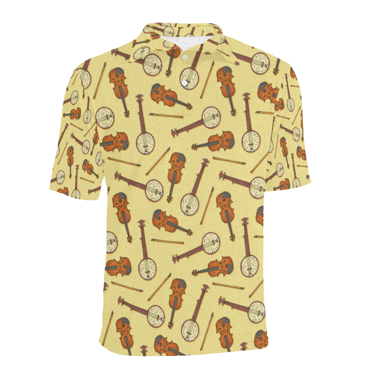 Banjo Violin Pattern Print Design 01 Men Polo Shirt