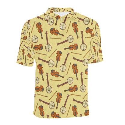 Banjo Violin Pattern Print Design 01 Men Polo Shirt