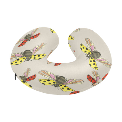 Ladybug Pattern Print Design 04 U-Shaped Travel Neck Pillow