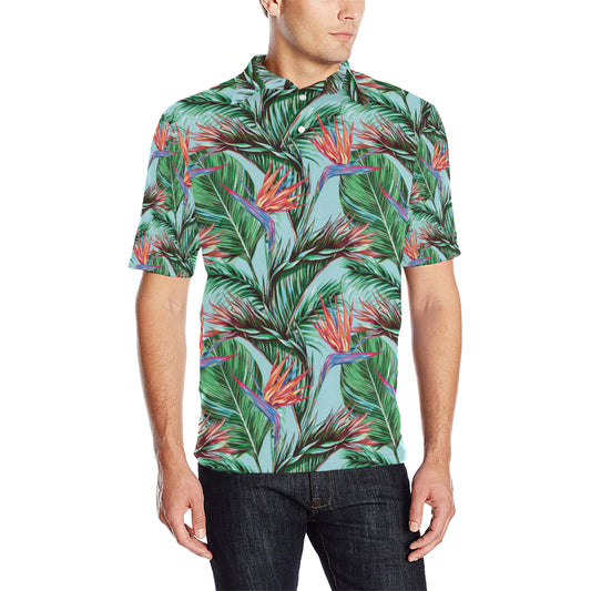 Bird Of Paradise Pattern Print Design BOP01 Men Polo Shirt