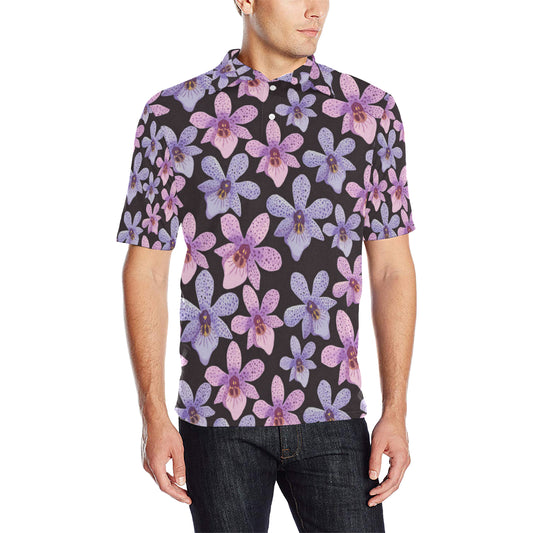 Orchid Pattern Print Design OR08 Men Polo Shirt