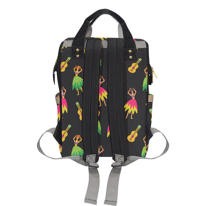 Hula Dancers Hawaiian Girl Pattern Print Design 03 Diaper Bag Backpack