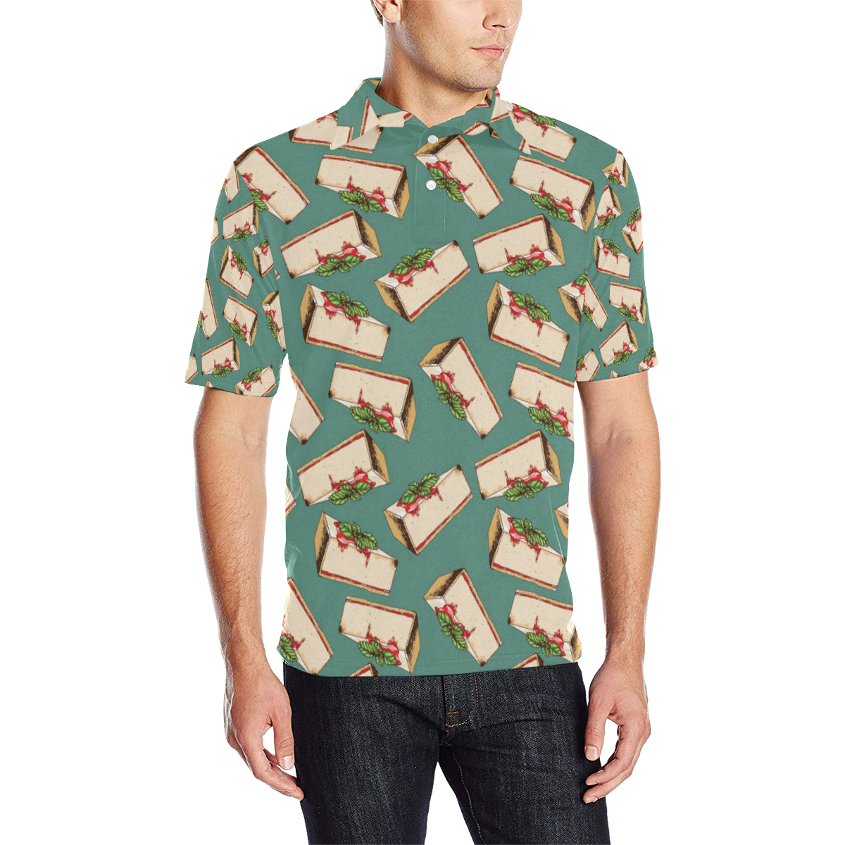 Cheesecake Pattern Print Design CK02 Men Polo Shirt
