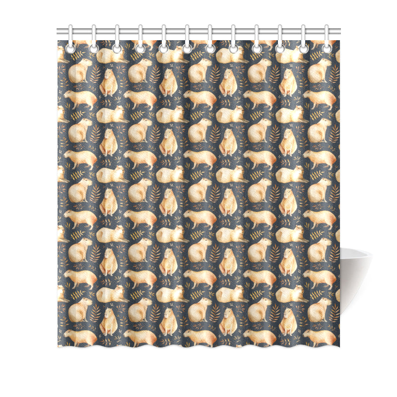 Capybara Pattern Print Design 02 Shower Curtain