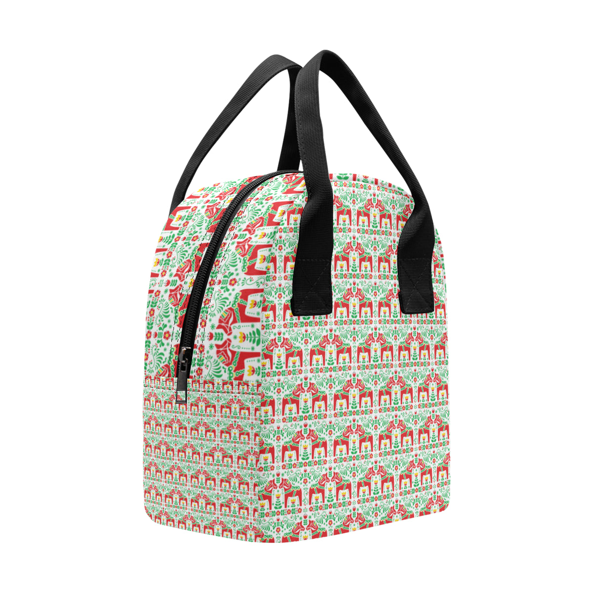 Swedish Dala Style Pattern Insulated Lunch Bag
