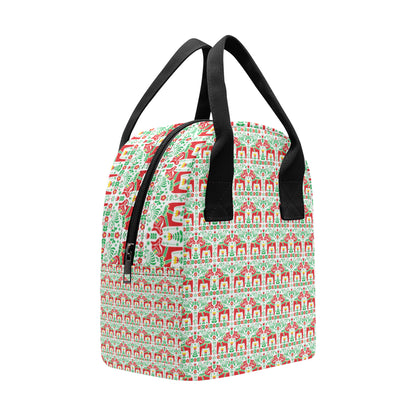Swedish Dala Style Pattern Insulated Lunch Bag