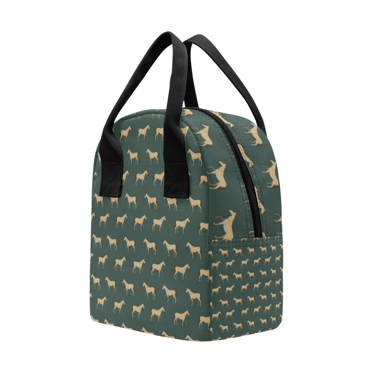 Horse Classic Themed Pattern Print Insulated Lunch Bag