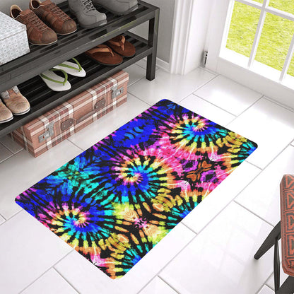 Tie Dye Rainbow Design Print Rubber Doormat