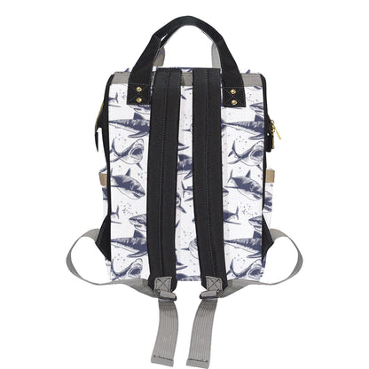 Great White Shark Pattern Print Design 02 Diaper Bag Backpack