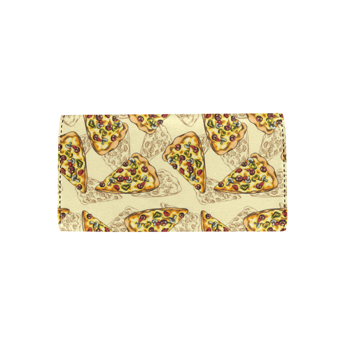 Pizza Pattern Print Design A01 Women's Trifold Wallet